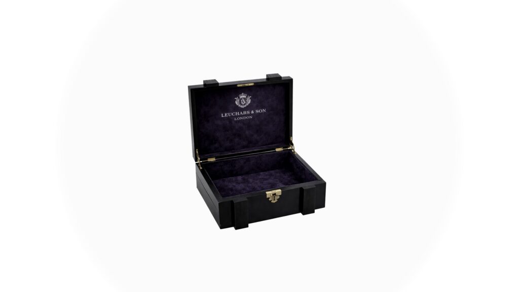 Leuchars & Son London expedition case Black purple interior