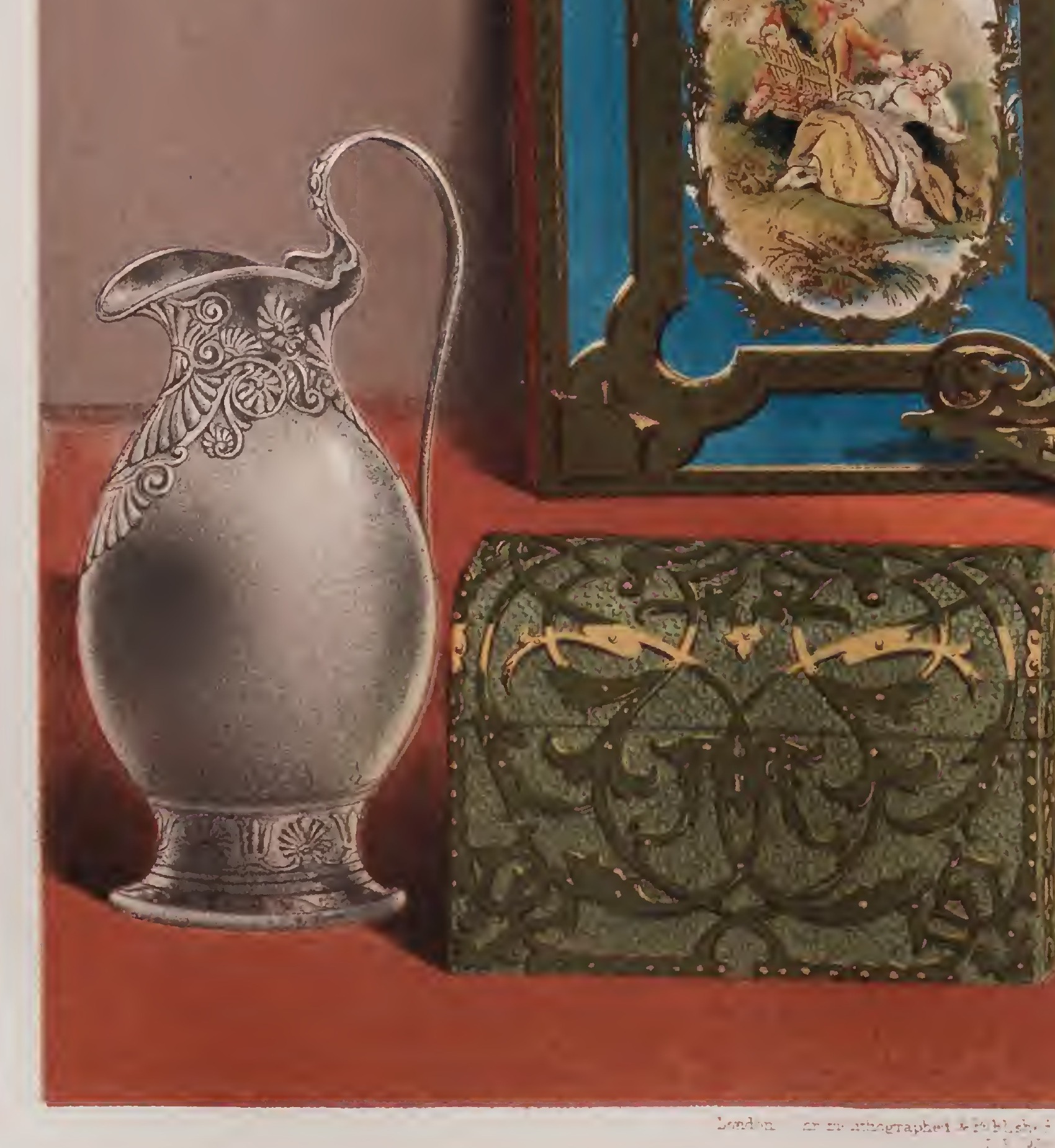 Detail of an engraved ewer and decorated rectangular object from Leuchars Plate 104