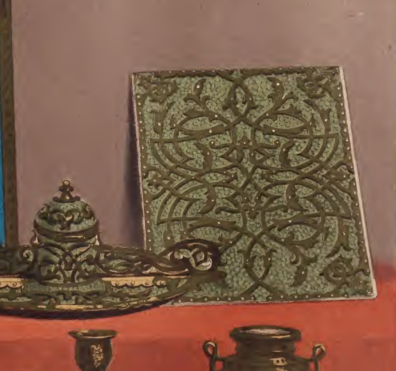 Decorated panel and table ornaments in a detail from Leuchars Plate 104